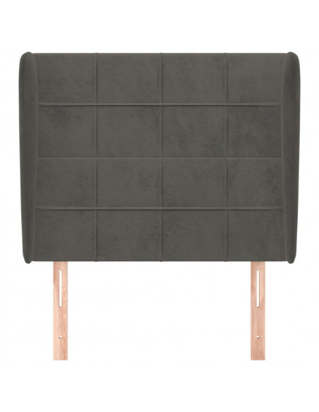 Testiera ad Orecchio Grigio Scuro 93x23x118/128 cm in Velluto