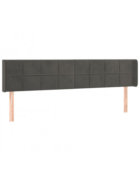 Testiera ad Orecchio Grigio Scuro 183x16x78/88 cm in Velluto
