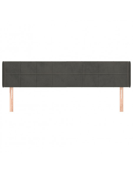 Testiera ad Orecchio Grigio Scuro 183x16x78/88 cm in Velluto
