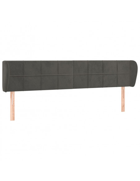 Testiera ad Orecchio Grigio Scuro 183x23x78/88 cm in Velluto