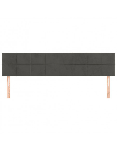 Testiera 2 pz Grigio Scuro 90x5x78/88 cm in Velluto