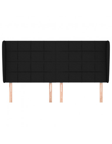 Testiera ad Orecchio Nera 183x23x118/128 cm in Tessuto