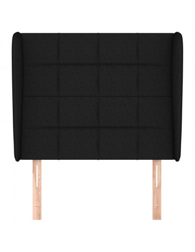 Testiera ad Orecchio Nera 93x23x118/128 cm in Tessuto