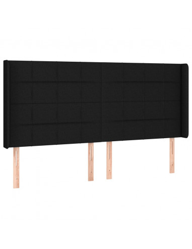 Testiera ad Orecchio Nera 183x16x118/128 cm in Tessuto