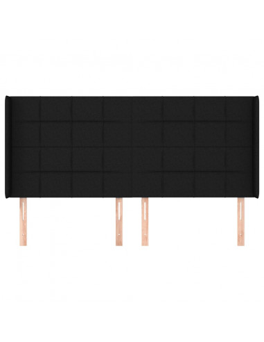 Testiera ad Orecchio Nera 183x16x118/128 cm in Tessuto