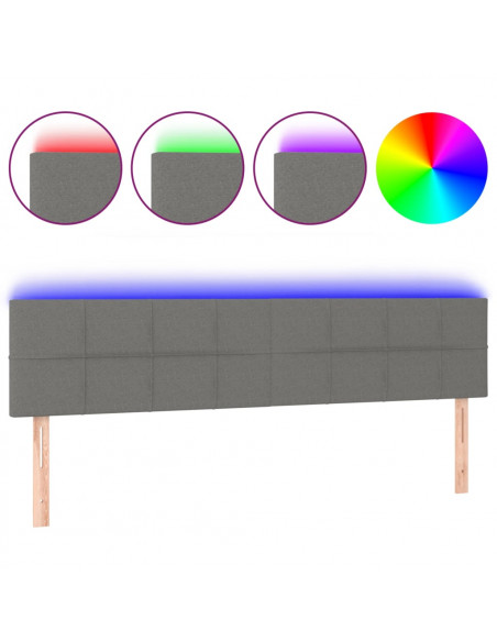 Testiera a LED Grigio Scuro 200x5x78/88 cm in Tessuto