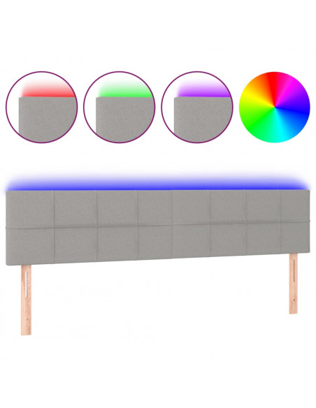 Testiera a LED Grigio Chiaro 160x5x78/88 cm in Tessuto