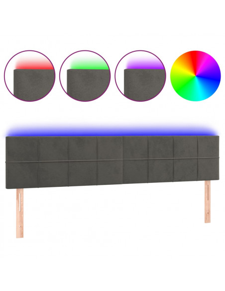 Testiera a LED Grigio Scuro 180x5x78/88 cm in Velluto