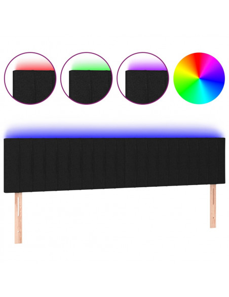 Testiera a LED Nera 180x5x78/88 cm in Tessuto