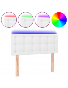 Testiera Bianca a LED 90x5x78/88 cm in Similpelle 2