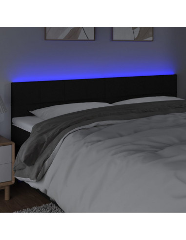 Testiera a LED Nera 180x5x78/88 cm in Tessuto