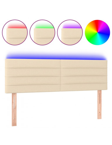 Testiera a LED Crema 144x5x78/88 cm in Tessuto