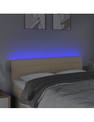 Testiera a LED Crema 144x5x78/88 cm in Tessuto