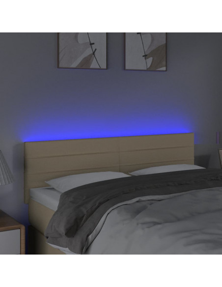 Testiera a LED Crema 144x5x78/88 cm in Tessuto