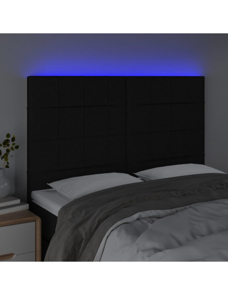 Testiera a LED Nera 144x5x118/128 cm in Tessuto