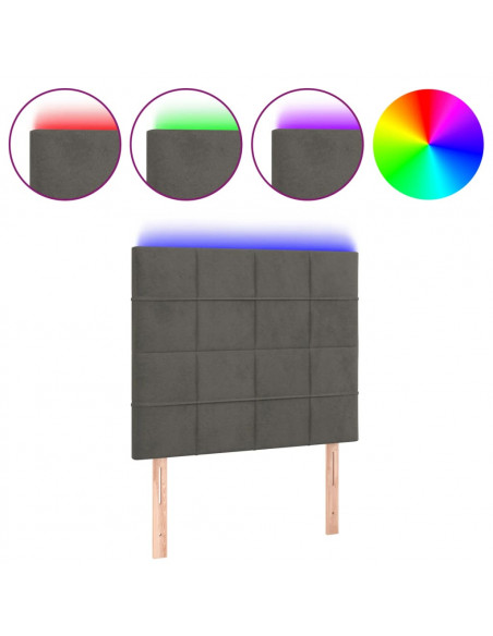 Testiera a LED Grigio Scuro 90x5x118/128 cm in Velluto