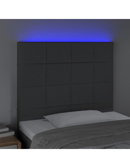 Testiera a LED GrigioScuro 100x5x118/128cm inTessuto