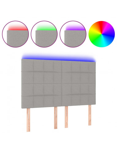 Testiera a LED Grigio Chiaro 144x5x118/128 cm in Tessuto