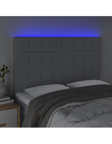 Testiera a LED Grigio Chiaro 144x5x118/128 cm in Tessuto