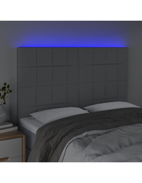 Testiera a LED Grigio Chiaro 144x5x118/128 cm in Tessuto