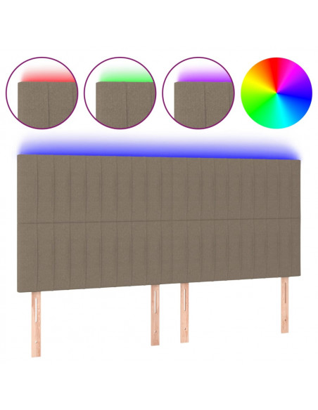 Testiera a LED Tortora 180x5x118/128 cm in Tessuto