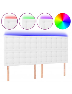 Testiera a LED Bianco 180x5x118/128 cm in Similpelle 2