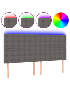 Testiera a LED Grigio 160x5x118/128cm in Similpelle 2