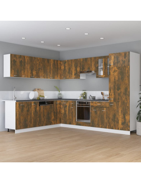 Mobile Pensile Angolo Rovere Fumo 57x57x60 cm Legno Multistrato