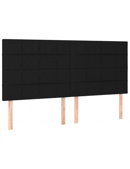 Testiera a LED Nera 180x5x118/128 cm in Tessuto