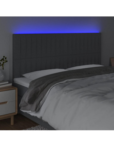 Testiera a LED GrigioScuro 180x5x118/128cm inTessuto