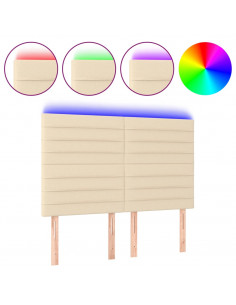 Testiera a LED Crema 144x5x118/128 cm in Tessuto 2