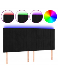 Testiera a LED Nera 200x5x118/128cm in Velluto 2