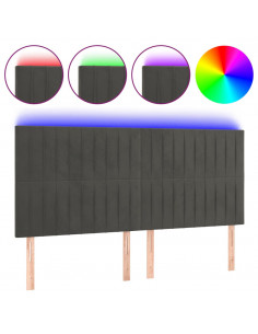 Testiera a LED GrigioScuro 180x5x118/128cm in Velluto 2