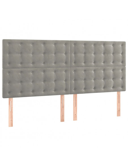 Testiera a LED Grigio Chiaro 160x5x118/128 cm in Velluto