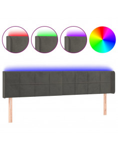 Testiera a LED Grigio Scuro 183x16x78/88 cm in Velluto 2