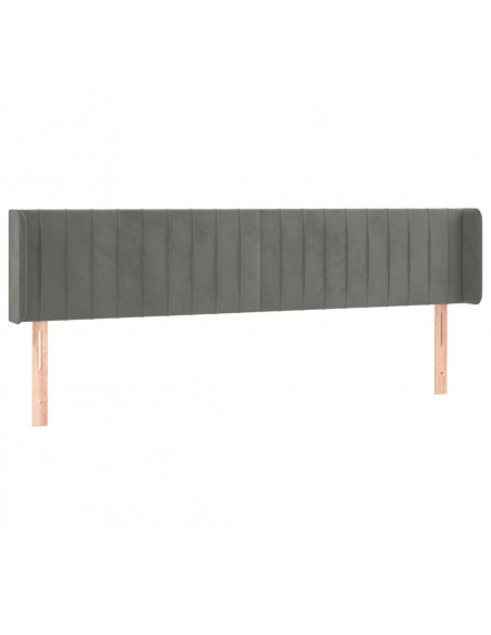 Testiera a LED Grigio Chiaro 183x16x78/88 cm in Velluto