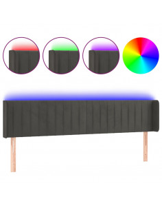 Testiera a LED Grigio Scuro 183x16x78/88 cm in Velluto 2