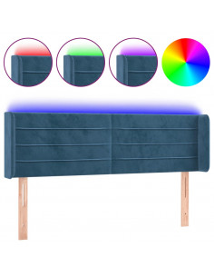 Testiera a LED Blu Scuro 147x16x78/88 cm in Velluto 2