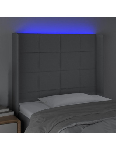 Testiera a LED Grigio Chiaro 93x16x118/128 cm in Tessuto