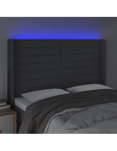 Testiera a LED GrigioScuro 147x16x118/128cm inTessuto