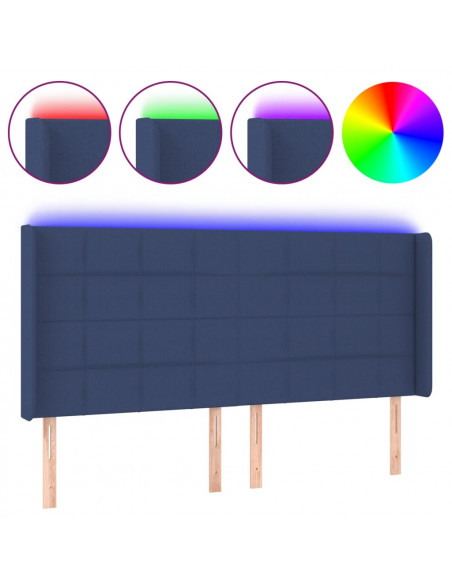 Testiera a LED Blu 203x16x118/128 cm in Tessuto