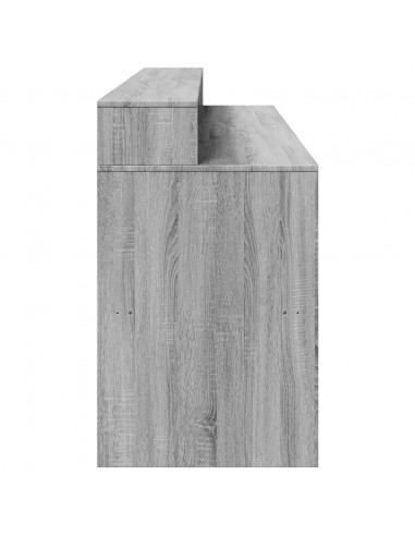 Scrivania con Luci LED Grigio Sonoma 200x55x91cm in Truciolato