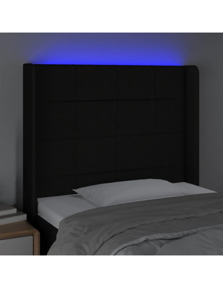 Testiera a LED Nera 103x16x118/128 cm in Tessuto