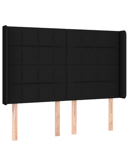 Testiera a LED Nera 147x16x118/128 cm in Tessuto