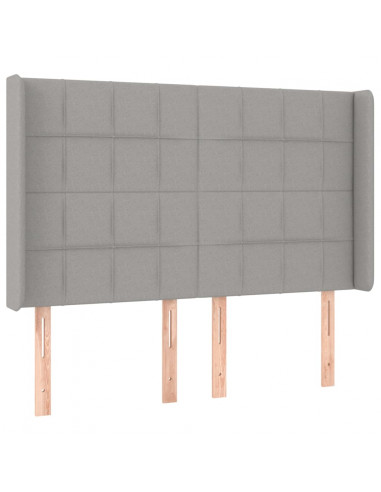 Testiera a LED Grigio Chiaro 147x16x118/128 cm in Tessuto