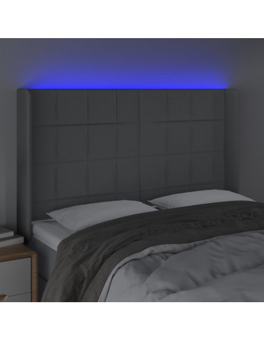 Testiera a LED Grigio Chiaro 147x16x118/128 cm in Tessuto