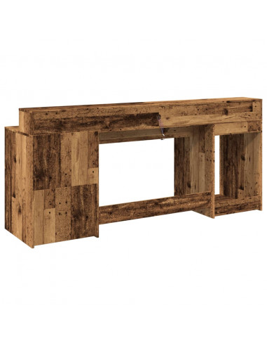 Scrivania con Luci LED Legno Antico 200x55x91 cm in Truciolato