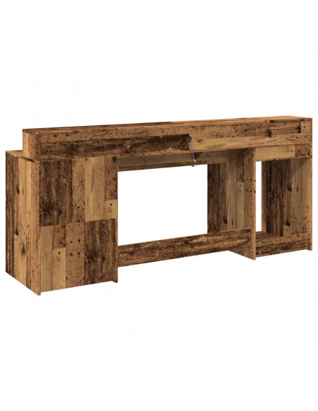 Scrivania con Luci LED Legno Antico 200x55x91 cm in Truciolato