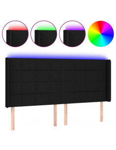 Testiera a LED Nera 183x16x118/128 cm in Tessuto 2