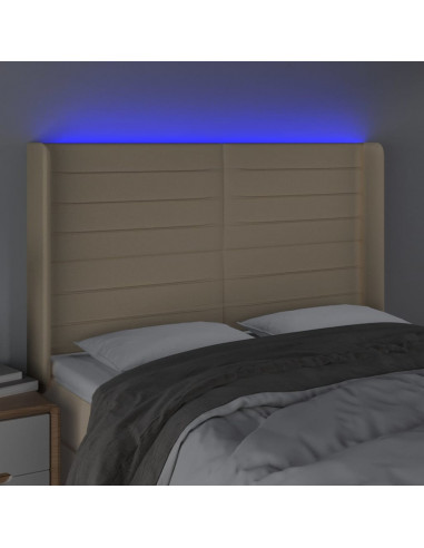 Testiera a LED Crema 147x16x118/128 cm in Tessuto